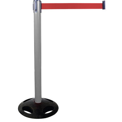 Plastic belt barrier posts - grey - red