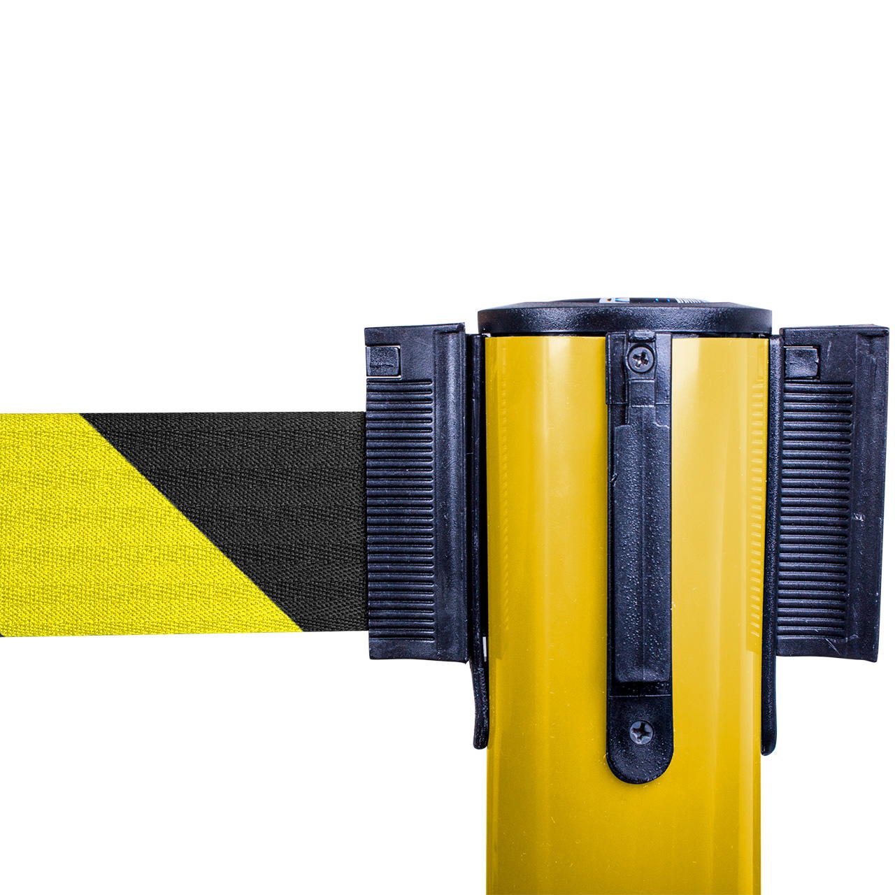 Plastic belt barrier posts - yellow - black-yellow