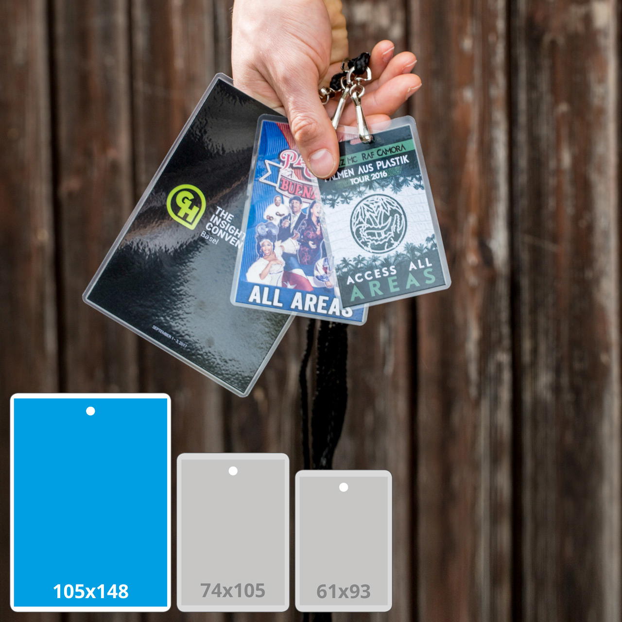 Backstagepass laminated - large (DIN A6) - with numbering - 1-page - with round hole