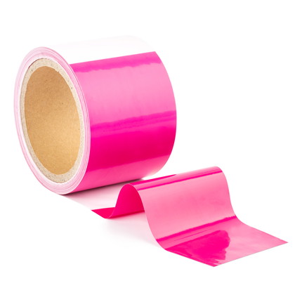 Barrier tape striped - pink-white
