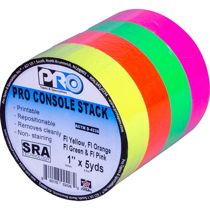 Artist Tape Set – UV-active adhesive tape in 4 neon colours - 18 mm x 4.5 m