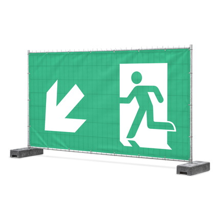 Notausgangsbanner mit Richtungspfeil links abwärts - Notausgang links abwärts