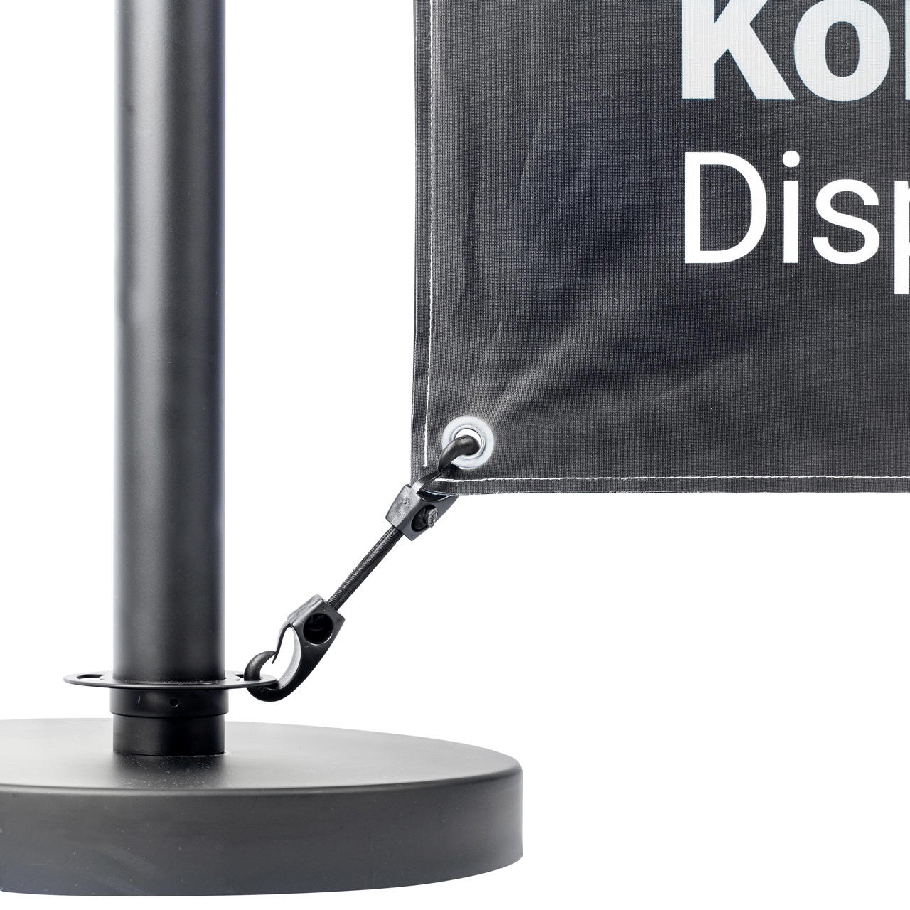 banner mounting pole for barrier stand with cord GRIP - black