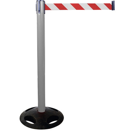 Plastic belt barrier posts - grey - red-white