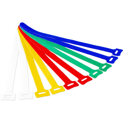 Set of 10 coloured velcro binders - 17.0 mm x 310 mm