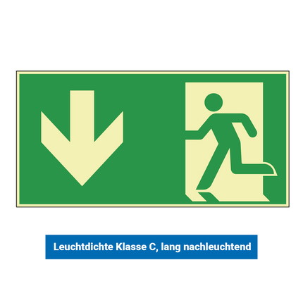 Notausgang Schild - Pfeil unten Notausgang Schild - Pfeil unten