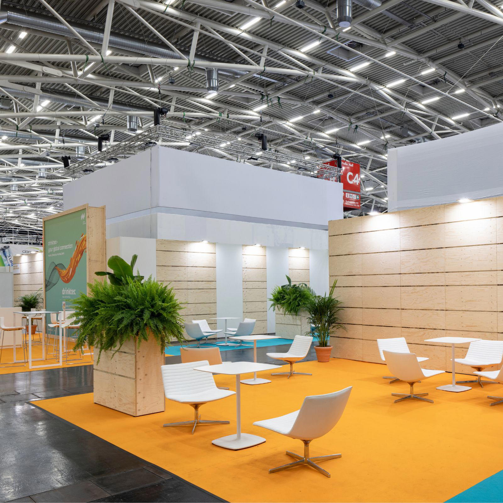 Rips trade show carpet on rolls, 2 metres wide - yellow