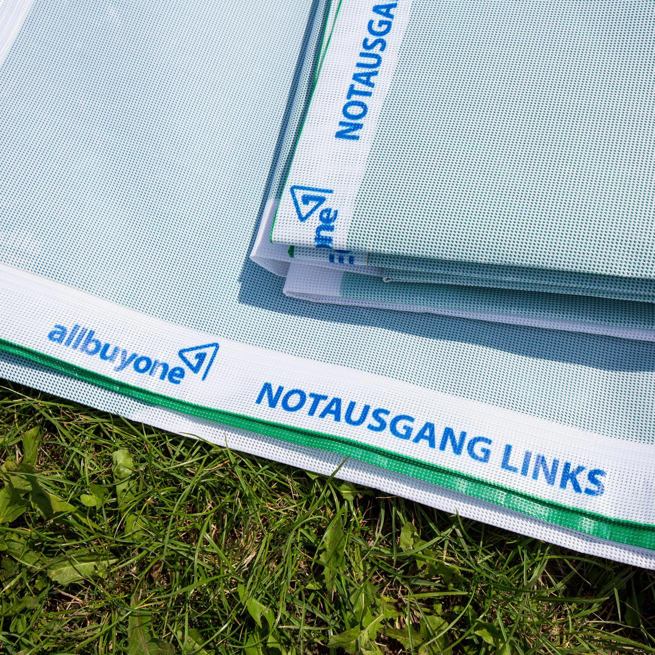 Emergency exit banners with directional arrows - Emergency exit left