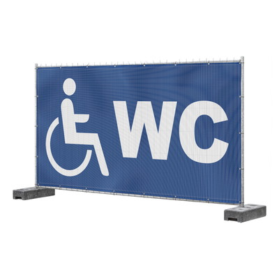 Bauzaunblende Bauzaunblende | WC barrierefrei (blau-weiß)
