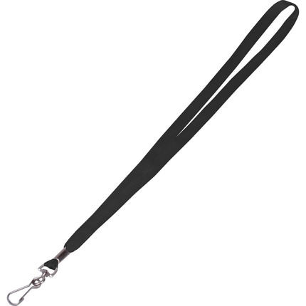 Flat lanyard with simplex hook - black