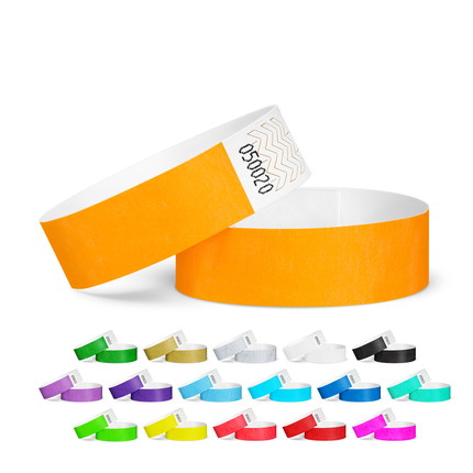 Tyvek wristbands, unprinted, 19 mm wide - neon orange