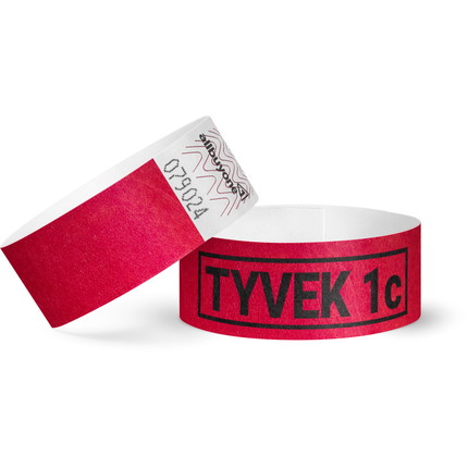 Printed single-colour 25 mm tyvek wristbands - red