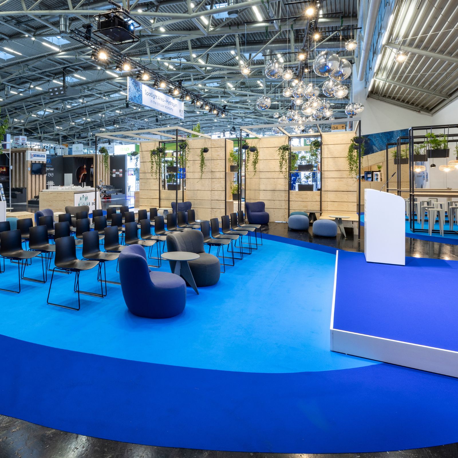 Rips trade show carpet on rolls, 2 metres wide - blue