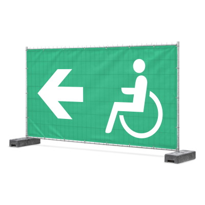 Barrier-free emergency exit banner | Accessible, arrow left