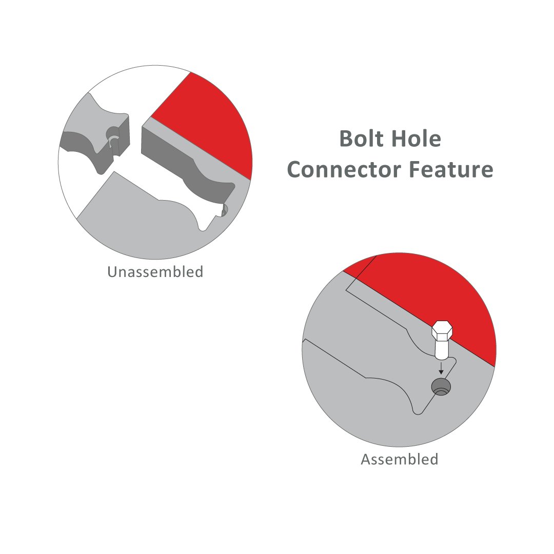 Cable Ramp Red Line 3-Channel 22° angle connector detail illustration (Article No. 2011075)