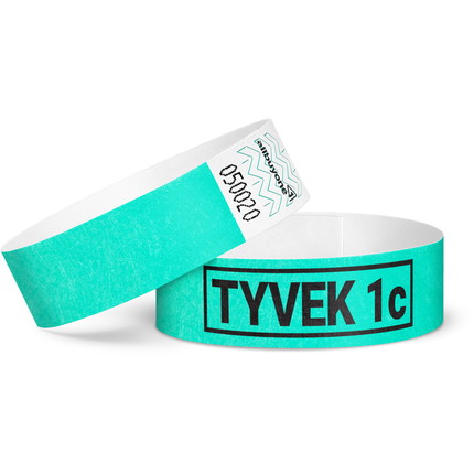 Printed single-colour 19 mm tyvek wristbands - mint