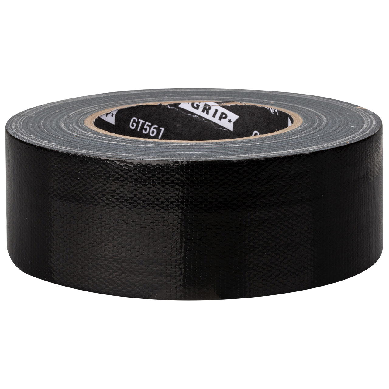 Liegende Rolle schwarzes GT 561 mit glänzender Oberfläche, mittlerer Gewebestruktur und sichtbarem Kern