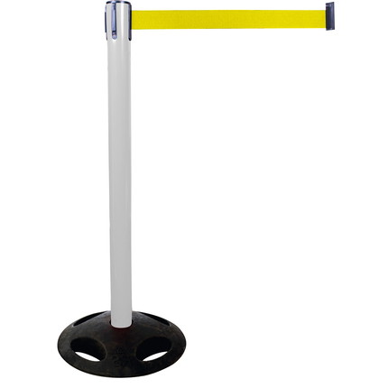 Plastic belt barrier posts - white - signal yellow