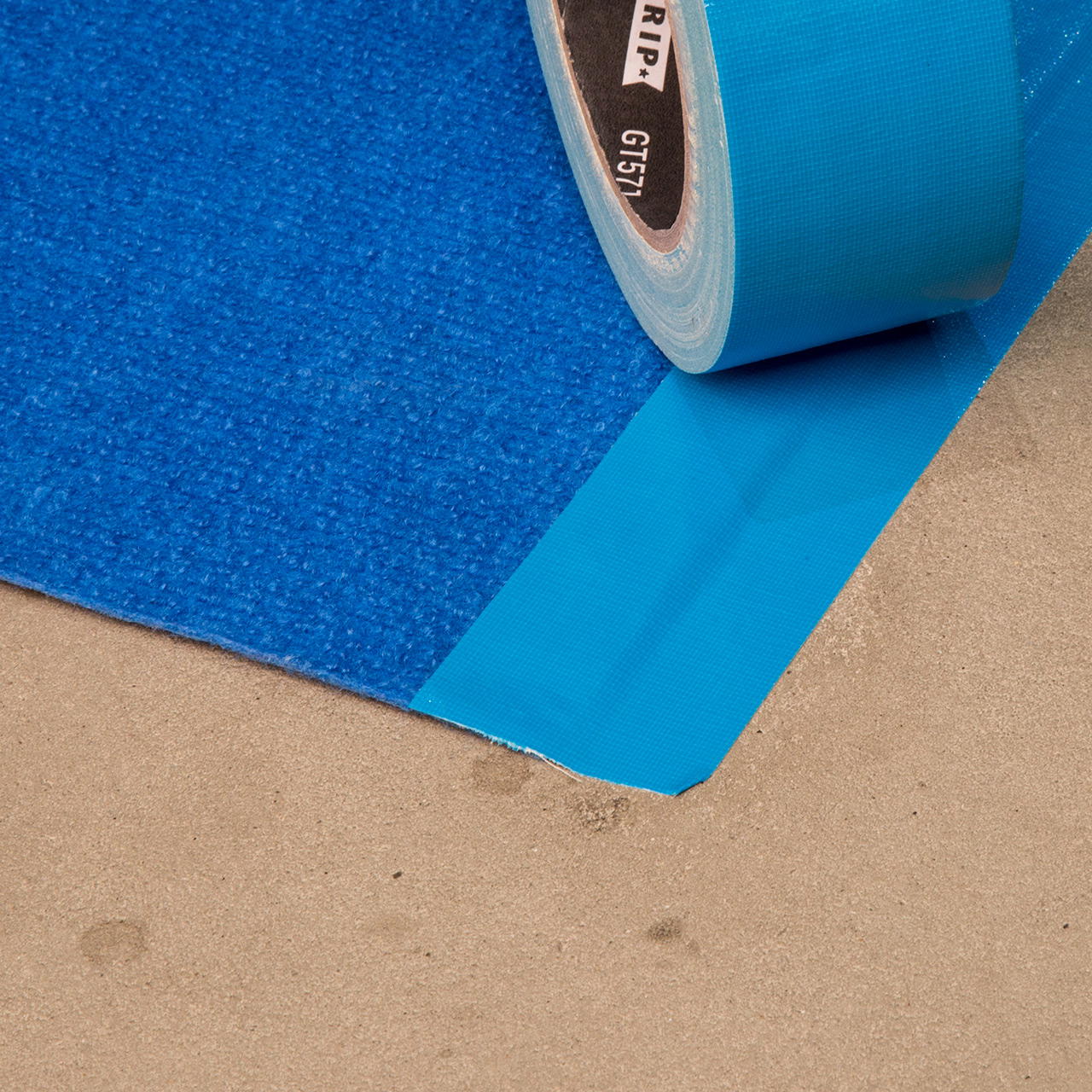 Rips trade show carpet on rolls, 2 metres wide - blue