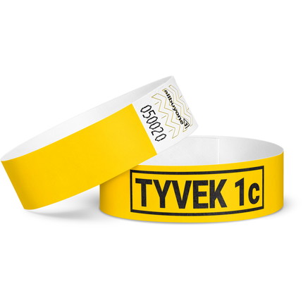 Printed single-colour 19 mm tyvek wristbands - yellow