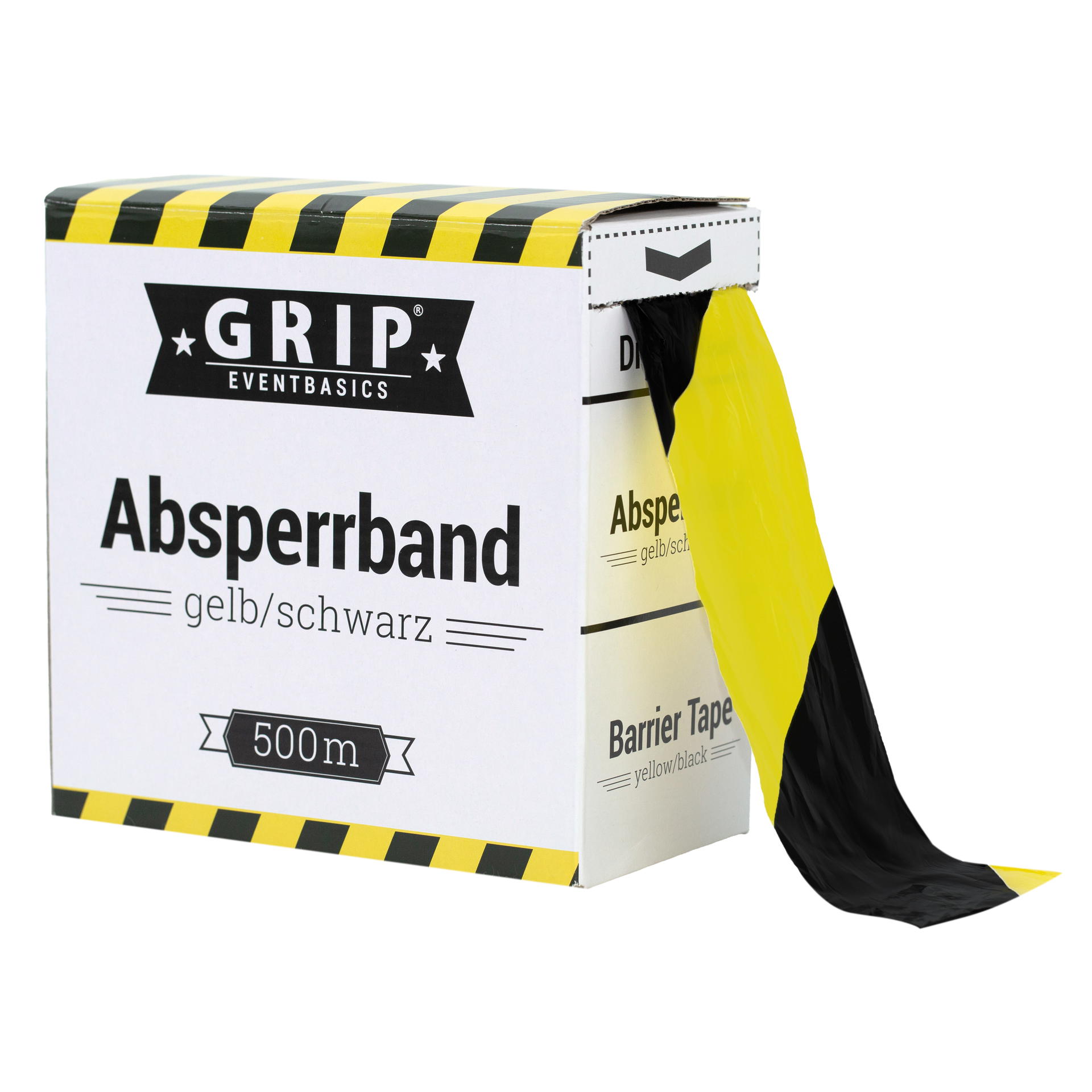 Barrier tape 500 m LDPE red white | yellow black - black-yellow