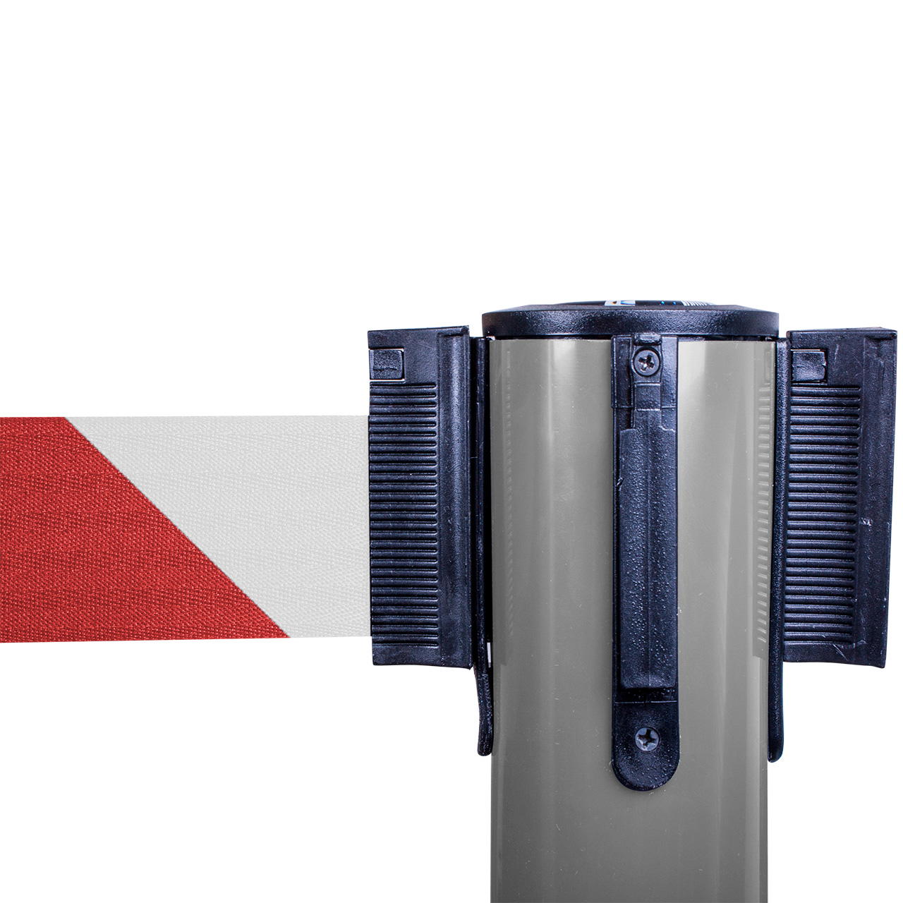 Plastic belt barrier posts - grey - red-white