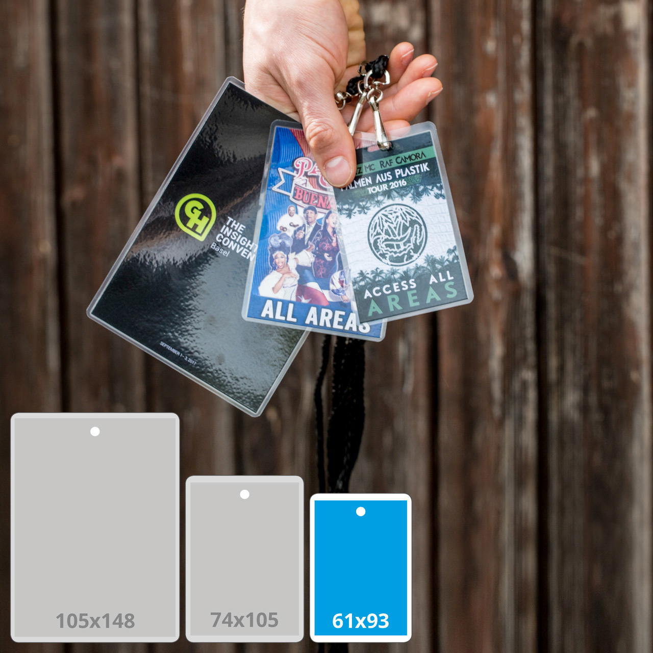 Laminated backstage pass – small (61 x 93 mm) - with numbering - 1-page - with round hole