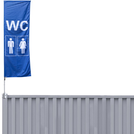 container flag with pictogram - WC (blue-white)