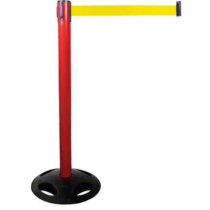 Plastic belt barrier posts - red - signal yellow