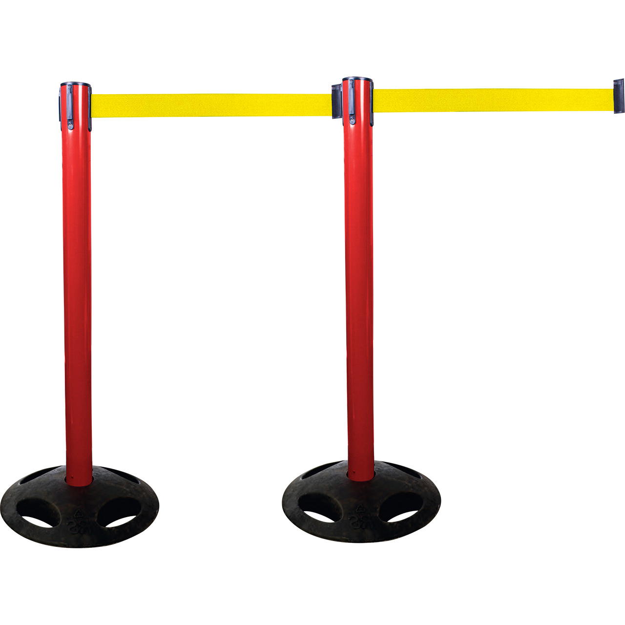 Plastic belt barrier posts - red - signal yellow