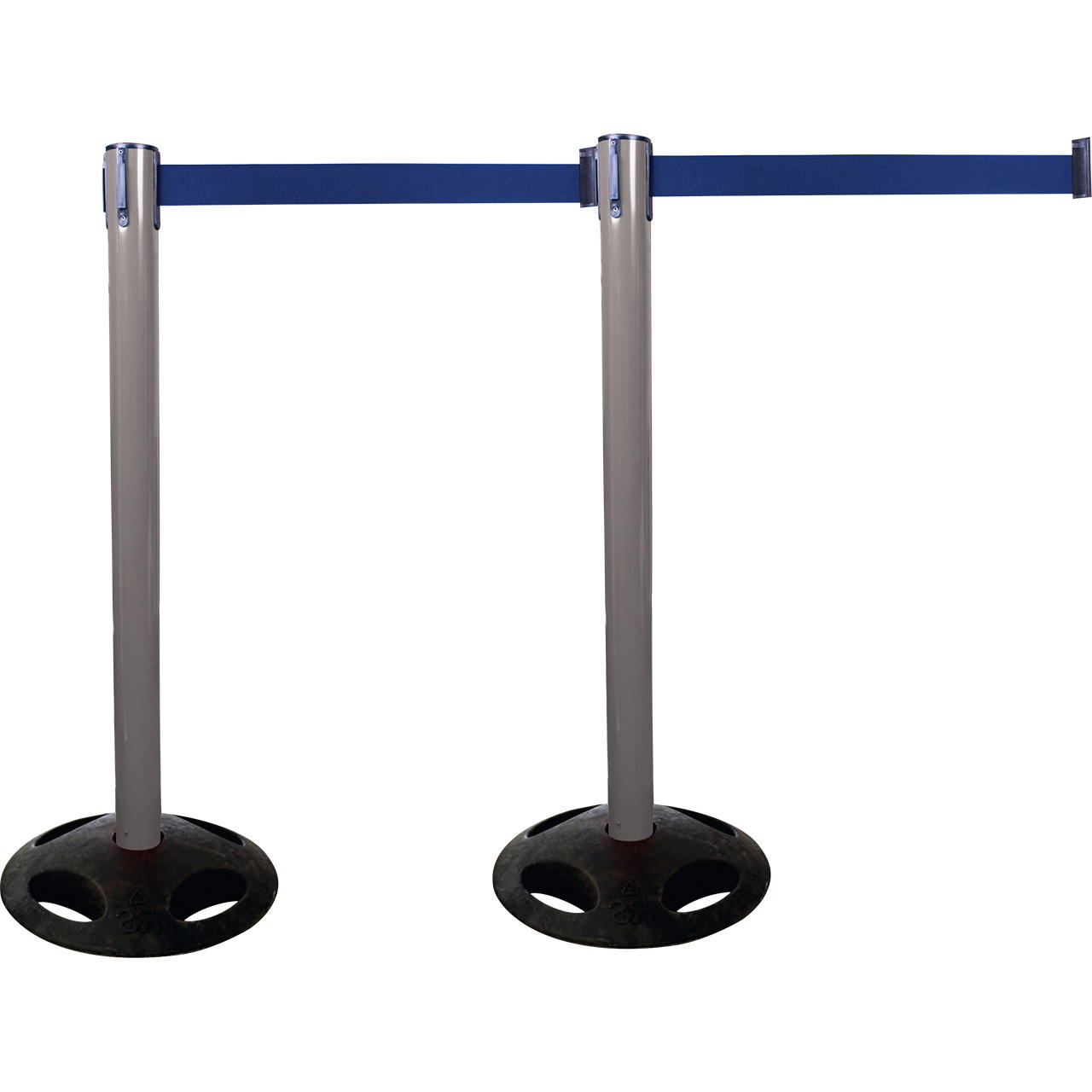 Plastic belt barrier posts - grey - blue