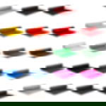 Messeteppich Rollenware in vielen Farben für Messe und Event Schräg liegende Rollen Messeteppich in 19 verschiedenen Farben, teilweise ausgerollt, vor weißem Hintergrund