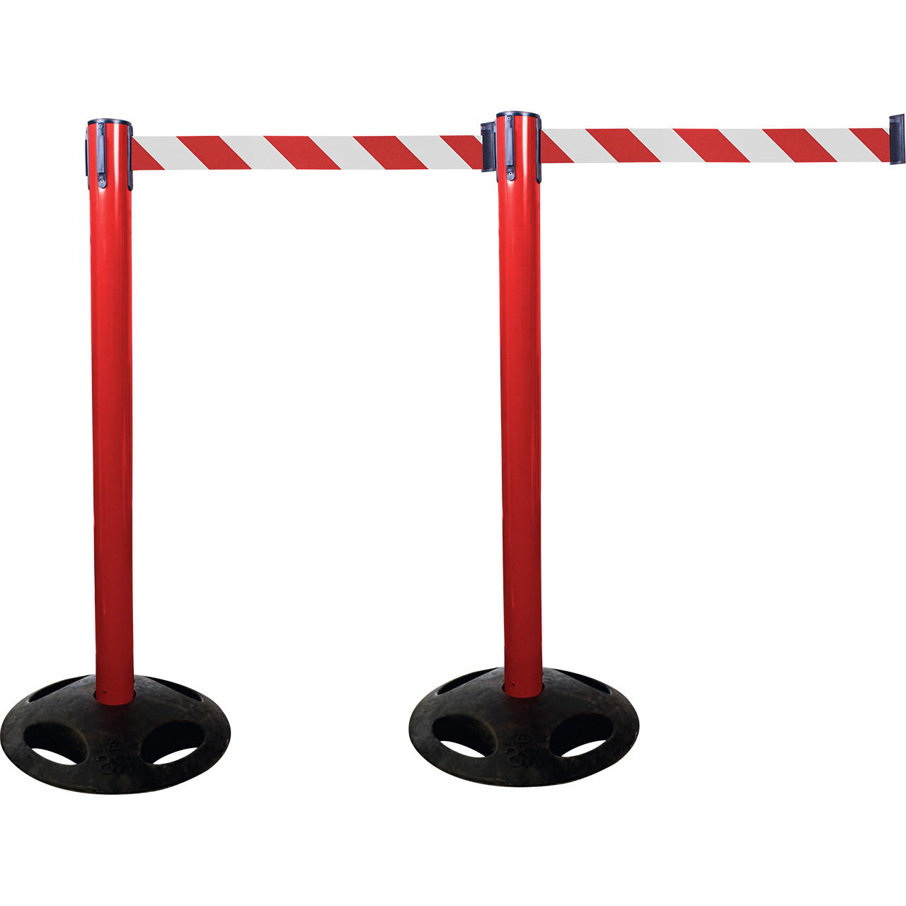 Plastic belt barrier posts - red - red-white