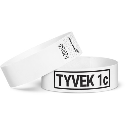 Printed single-colour 19 mm tyvek wristbands - white