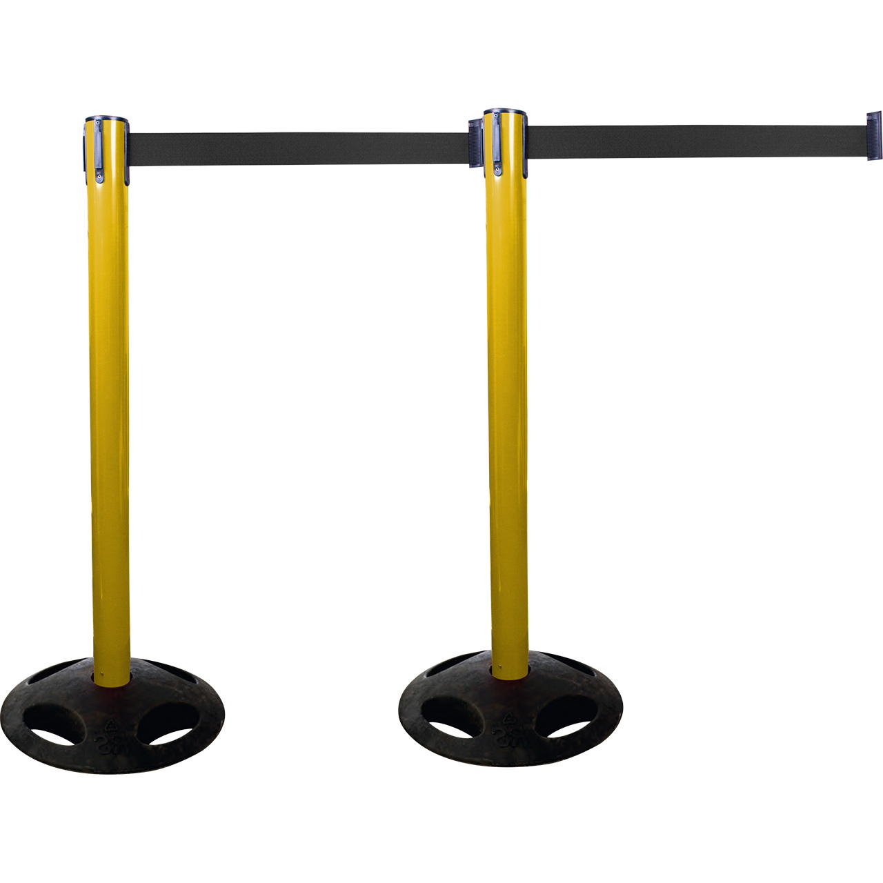 Plastic belt barrier posts - yellow - black