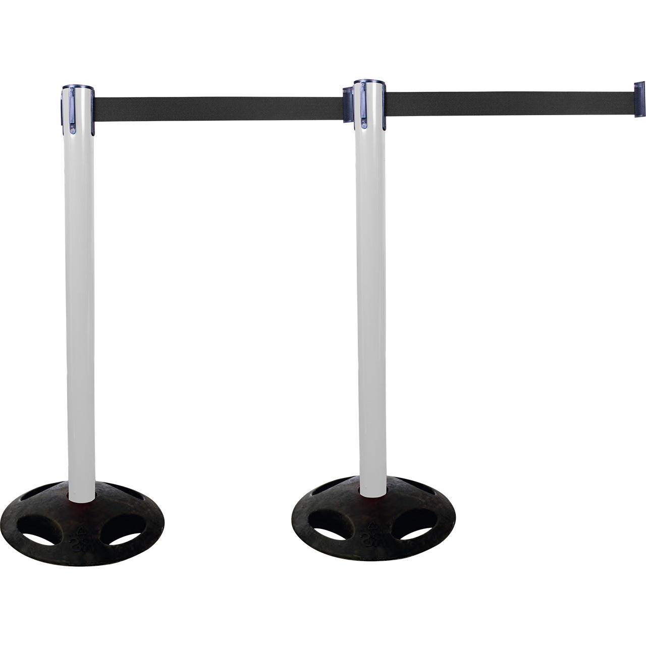 Plastic belt barrier posts - white - black