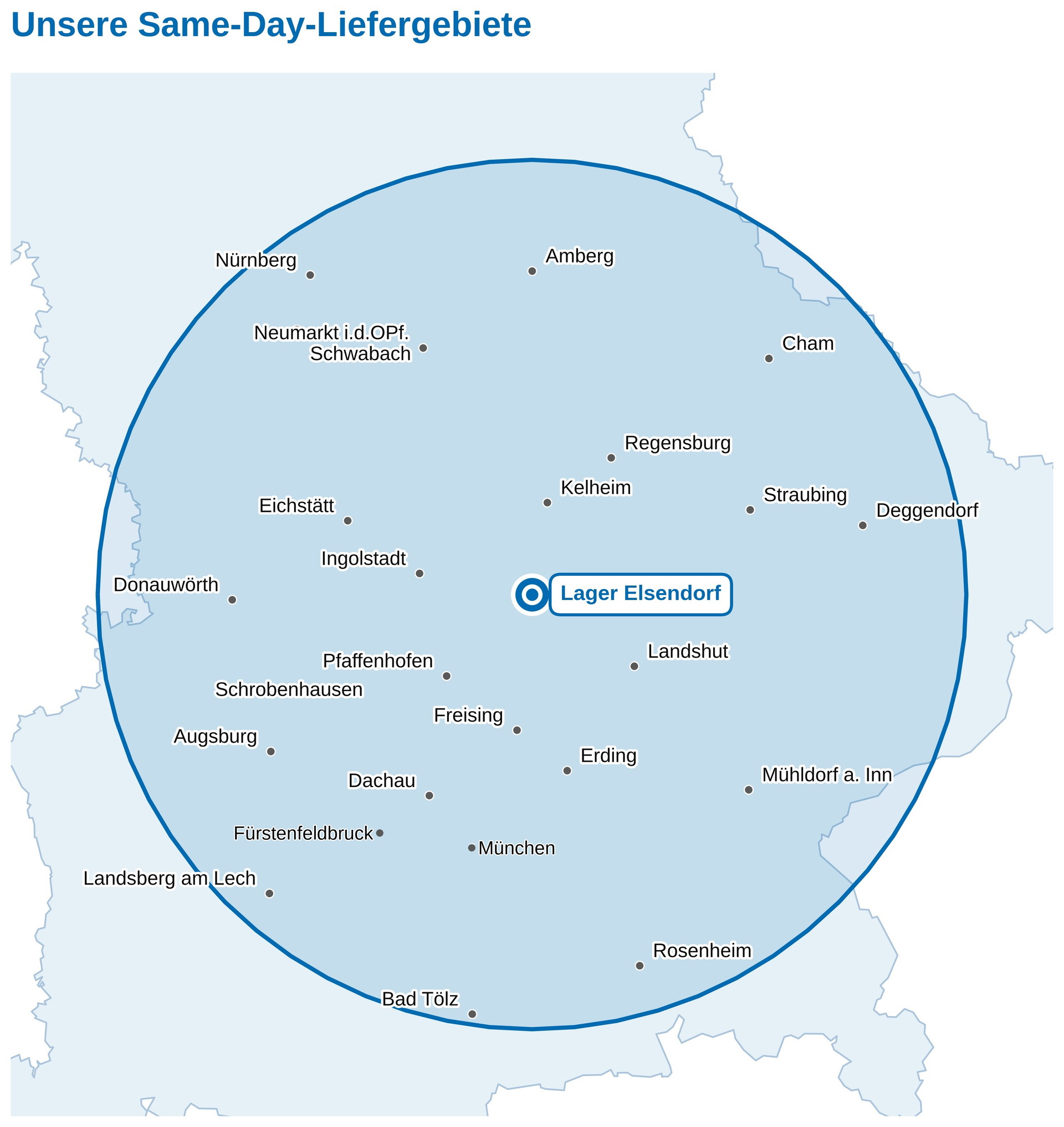 Same-day delivery area in Germany