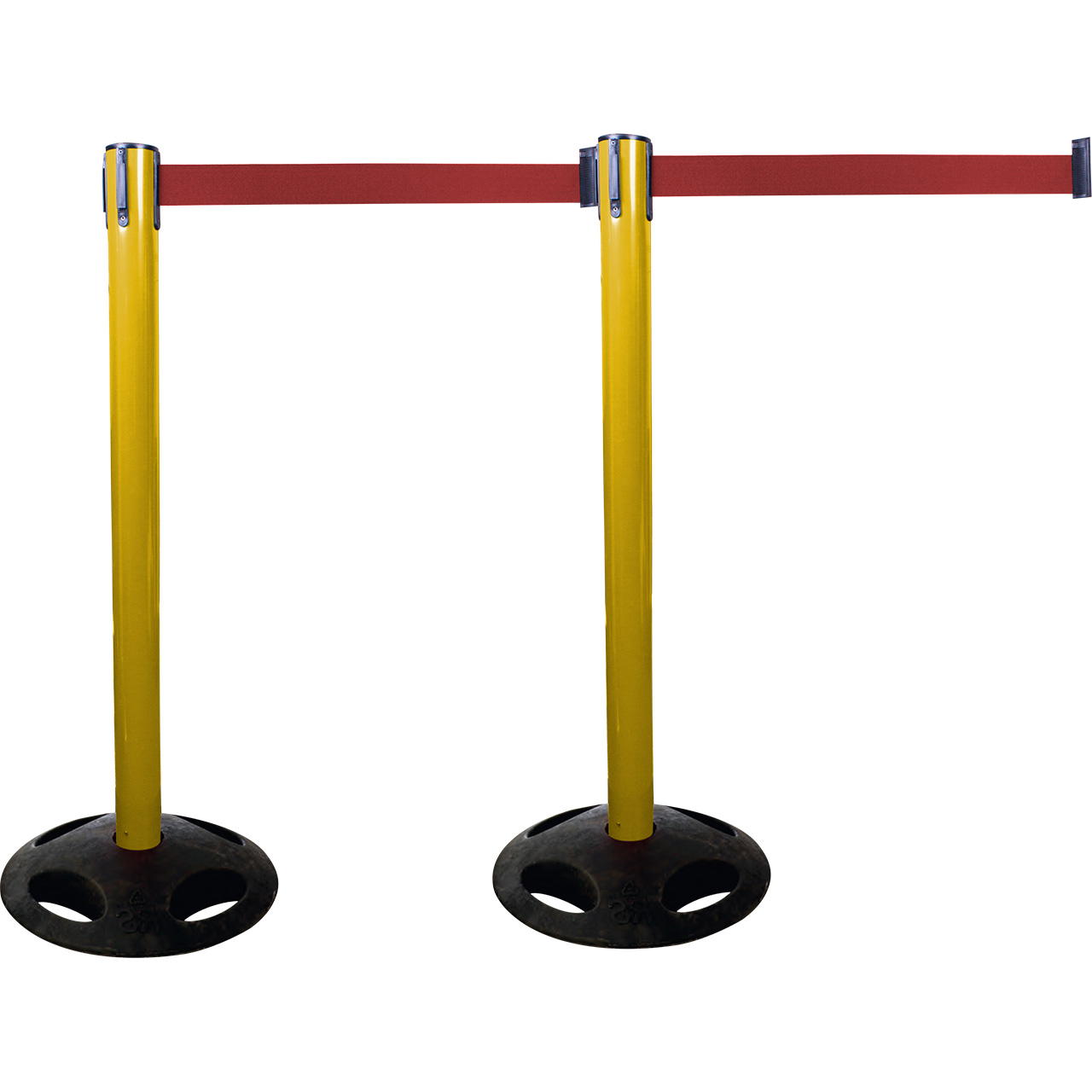 Plastic belt barrier posts - yellow - red