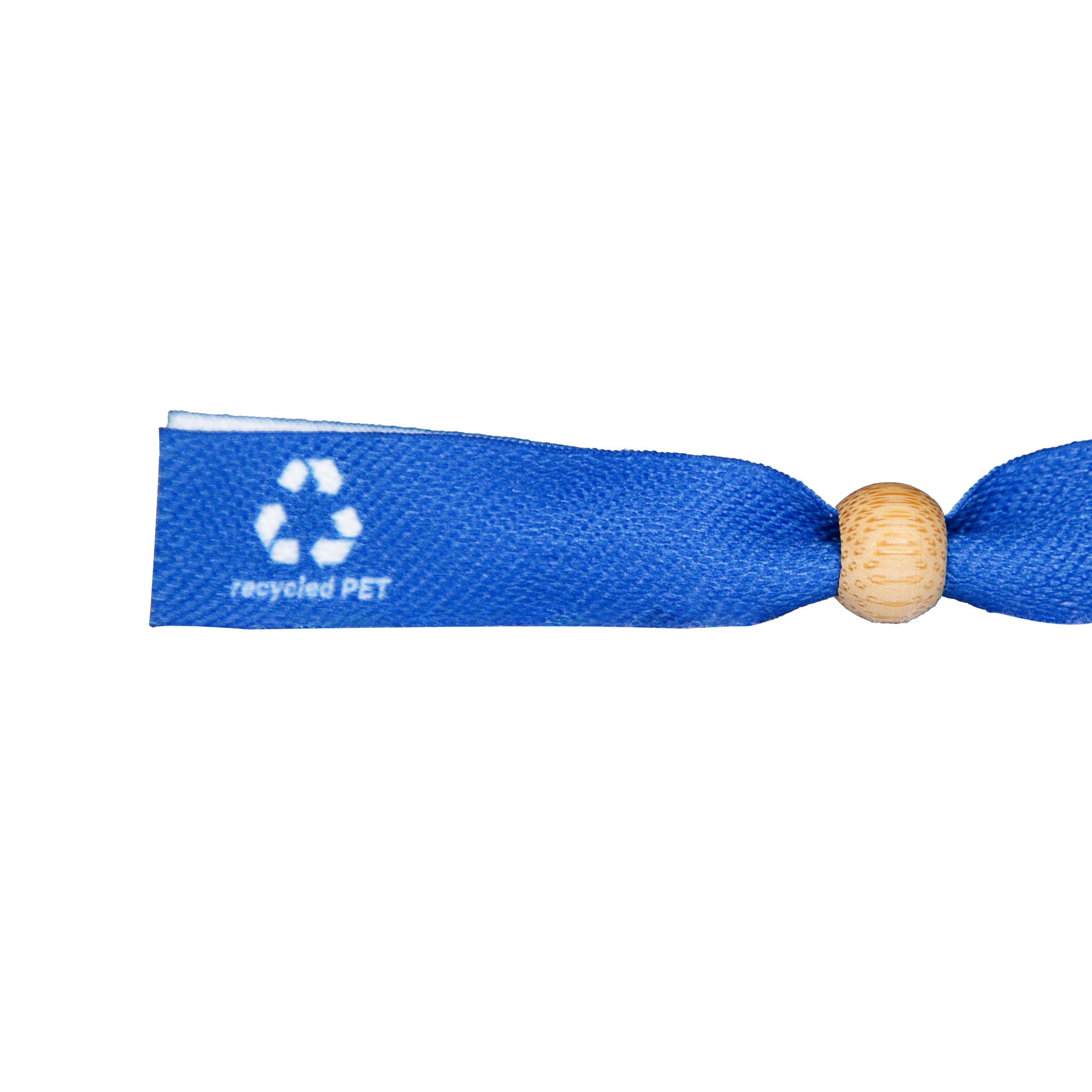 Sustainable festival wristbands printed on rPET - reusable bamboo bead