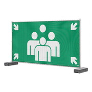 Fence-banner collection point green/white