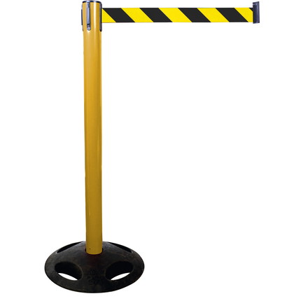Plastic belt barrier posts - yellow - black-yellow