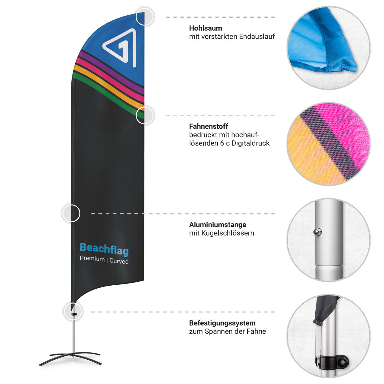 Beachflag Premium Curved - M