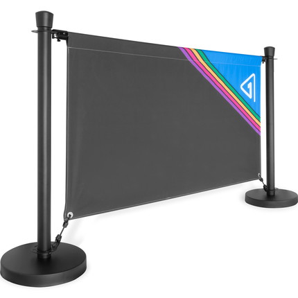 banner mounting pole for barrier stand with cord GRIP - black