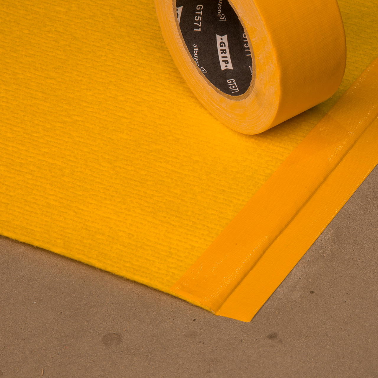 Rips trade show carpet on rolls, 2 metres wide - yellow