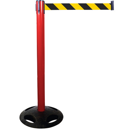 Plastic belt barrier posts - red - black-yellow