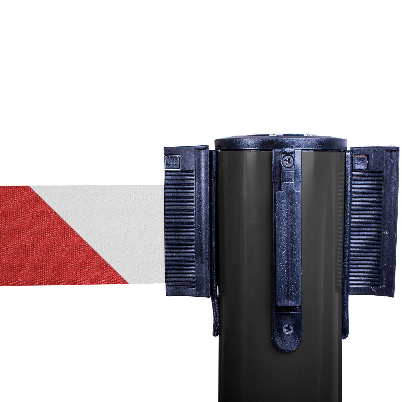 Plastic belt barrier posts - black - red-white