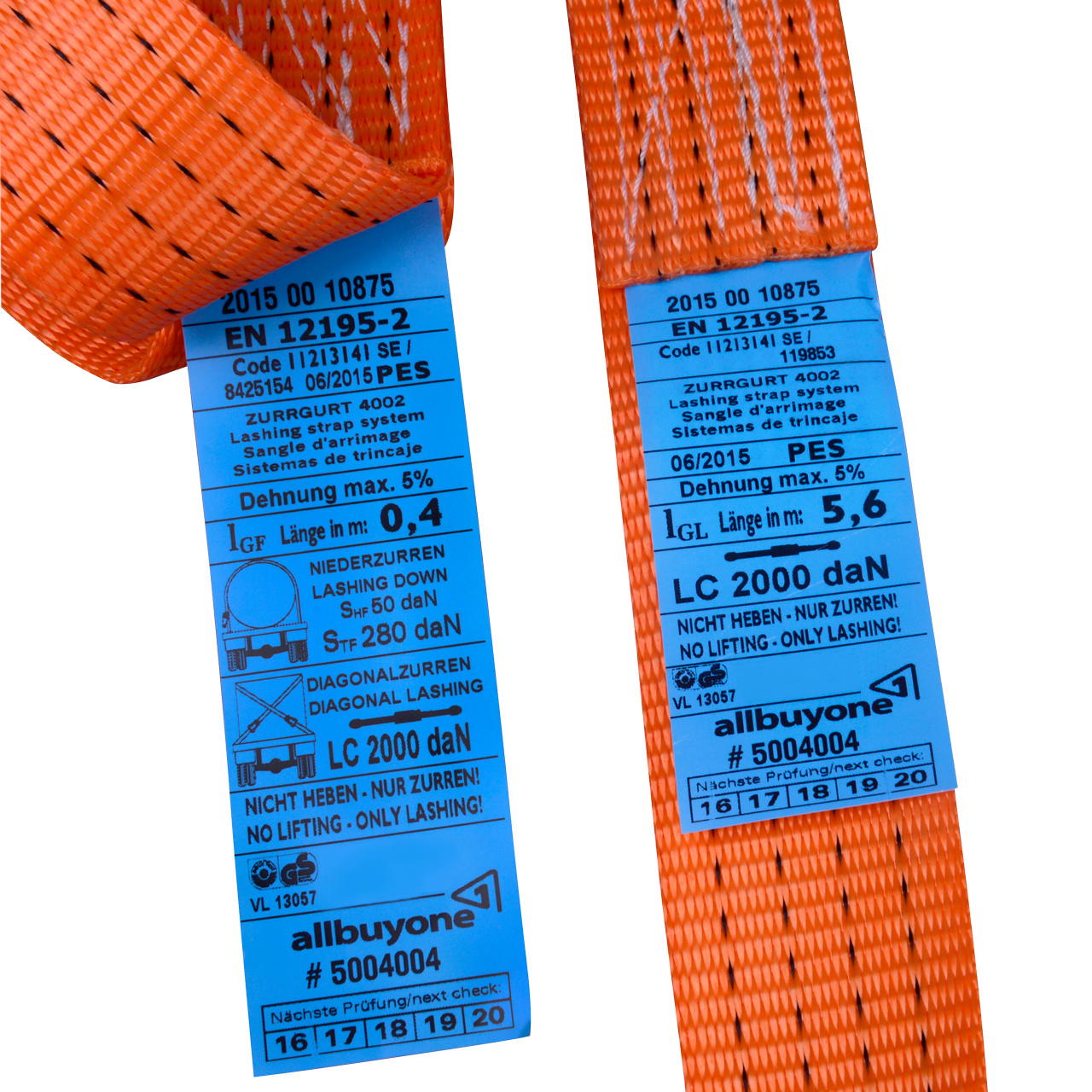 lashing strap orange - 2-part