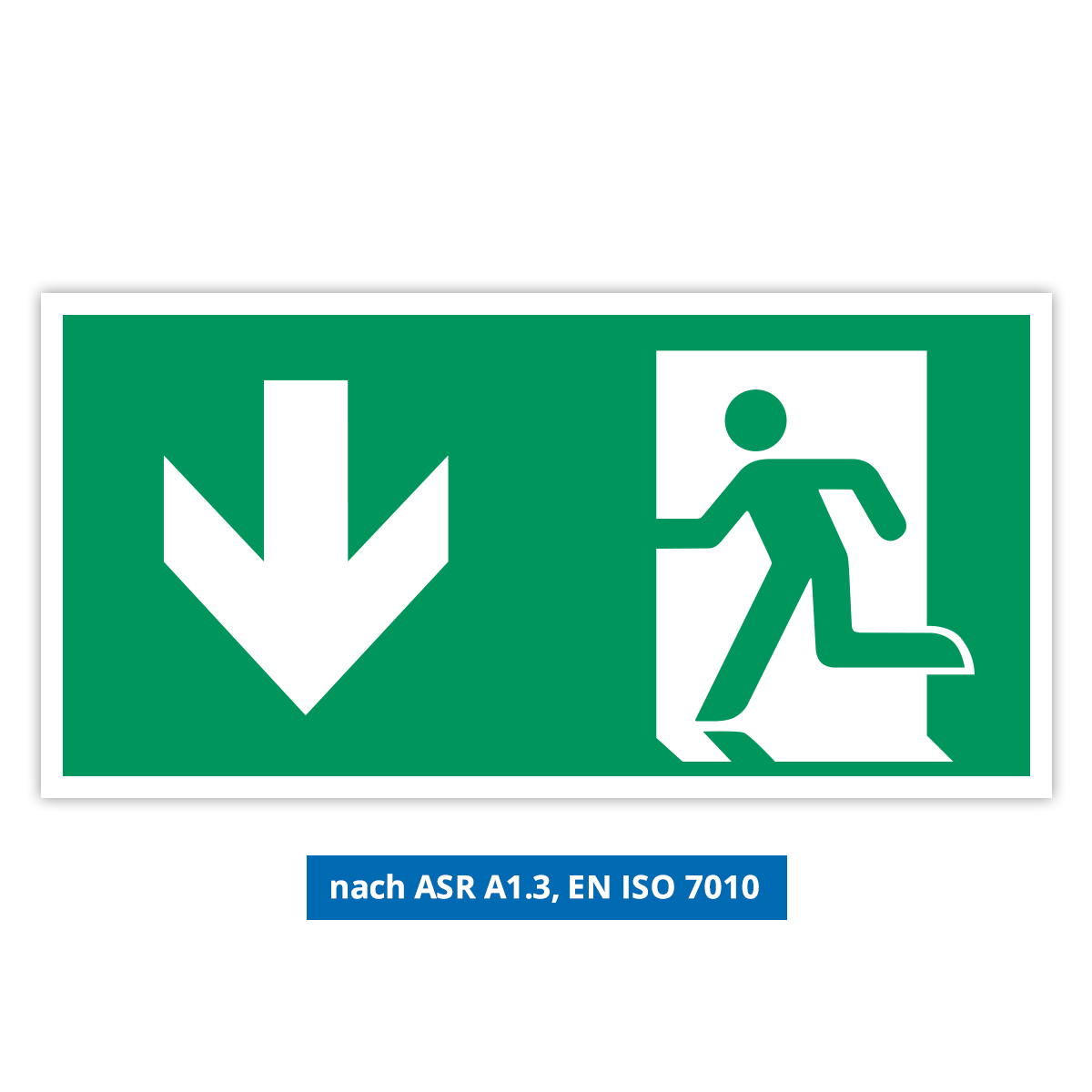 Notausgang Schild - Pfeil unten