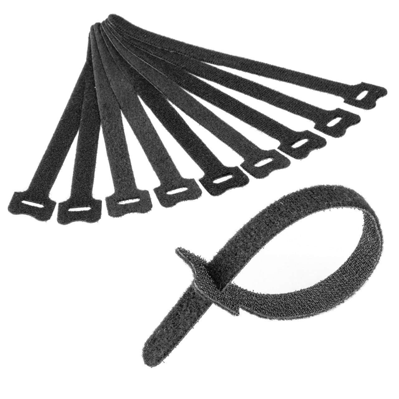 Klettkabelbinder schwarz – 10er Set - 12,5 mm x 200 mm