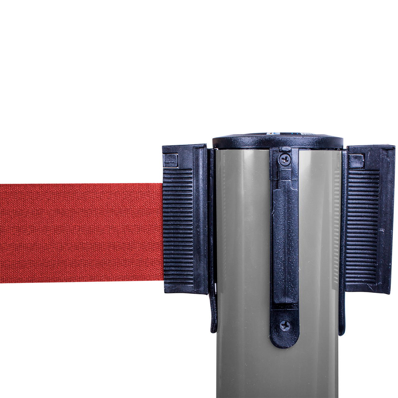 Plastic belt barrier posts - grey - red